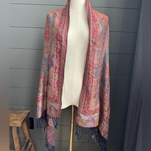 Elegant Cashmere Paisley Jewel Tone Scarf Shawl in Jewel Tones Boho Gypsy Flowy